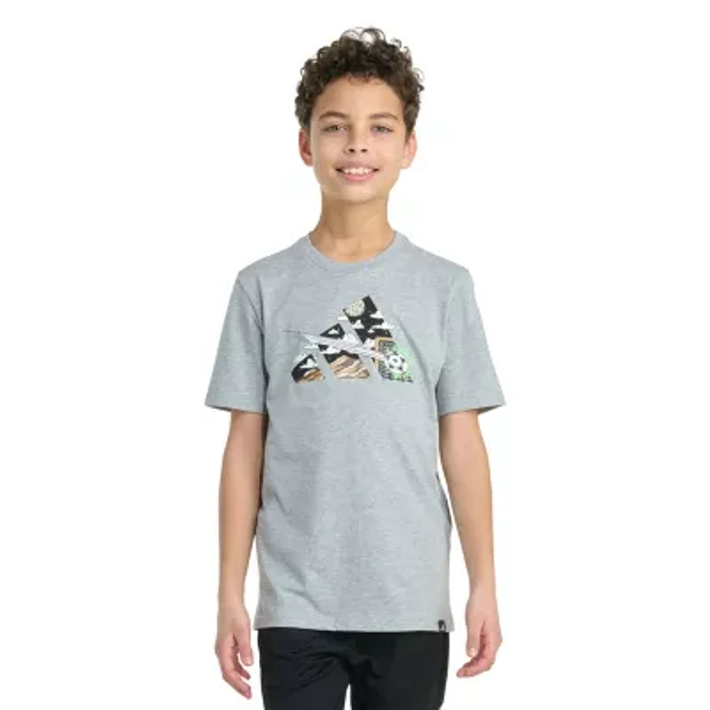 adidas Big Boys Crew Neck Short Sleeve Graphic T-Shirt