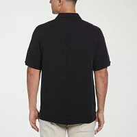 Cubavera Floral Embroidery Mens Regular Fit Short Sleeve Button-Down Shirt