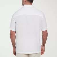 Cubavera Pick Stitch Big and Tall Mens Regular Fit Short Sleeve Button-Down Shirt