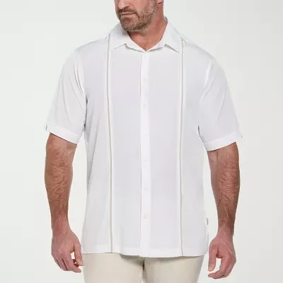 Cubavera Pick Stitch Big and Tall Mens Regular Fit Short Sleeve Button-Down Shirt