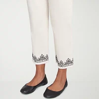 Alfred Dunner Natural Instinct Womens Stretch Fabric Straight Fit Ankle Pant