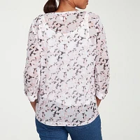 Hearts Of Palm Womens Split Crew Neck 3/4 Sleeve T-Shirt