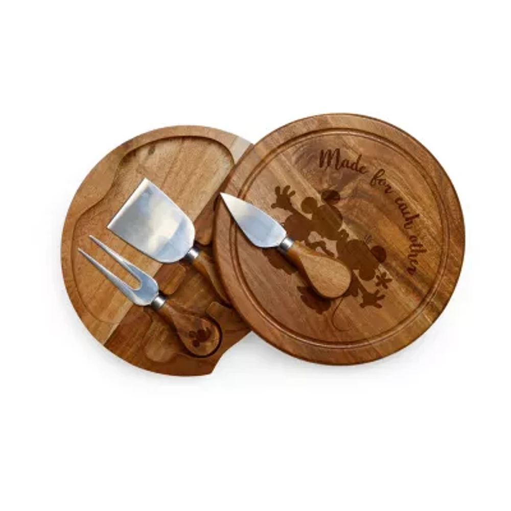 Picnic Time Brie Acacia-Mickey And Minnie Sihoutte 4-pc. Wood Cheese Board Set