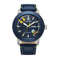 Citizen Donald Duck Mickey and Friends Mens Blue Leather Strap Watch Aw0075-06w