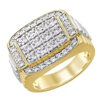 Mens 2 CT. T.W. Mined White Diamond 10K Two Tone Gold Fashion Ring