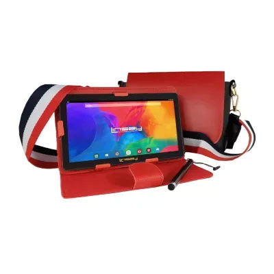 7" Quad Core 2GB RAM 32GB Storage Android 12 Tablet with Red Leather Case/ Fashion Handbag and Pen Stylus"