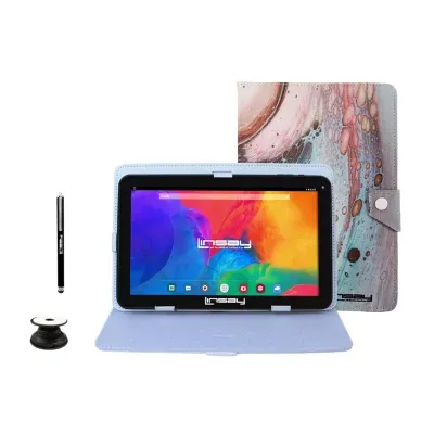 10.1" 1280x800 IPS 2GB RAM 32GB Storage Android 12 Tablet with Space Marble Leather Case"