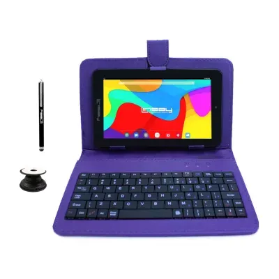 7" Quad Core 2GB RAM 32GB Storage Android 12 Tablet with Leather Keyboard/ Pop Holder and Pen Stylus