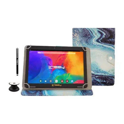 10.1" 1280x800 IPS 2GB RAM 32GB Storage Android 12 Tablet with Ocean Marble Leather Case/ Pop Holder and Pen Stylus"
