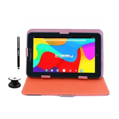 7" Quad Core 2GB RAM 32GB Storage Android 12 Tablet with New York Style Leather Case/ Pop Holder and Pen Stylus"
