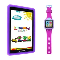 7" Quad Core 2GB RAM 32GB Storage Android 12 Tablet with Purple Kids Defender Case, Pop Holder, Pen Stylus and Kids Smart Watch Pink