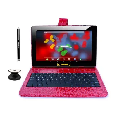 10.1" 1280x800 IPS 2GB RAM 32GB Storage Android 12 Tablet with Crocodile Style Leather Keyboard/ Pop Holder and Pen Stylus