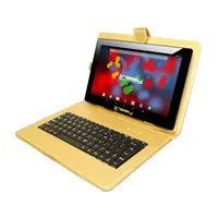 10.1" 1280x800 IPS 2GB RAM 32GB Storage Android 12 Tablet with Golden Leather Keyboard/ Pop Holder and Pen Stylus"