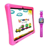 10.1" Quad Core 2GB RAM 32GB Storage Android 12 Tablet with Pink Kids Defender Case, Kids Smart Watch Pink, Pop Holder and Pen Stylus