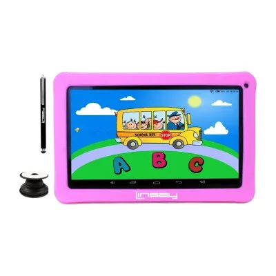 10.1" Quad Core 2GB RAM 32GB Storage Android 12 Tablet with Pink Kids Defender Case/ Pop Holder and Pen Stylus"