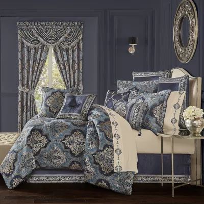 Queen Street Manila 4-pc. Damask + Scroll Comforter Set