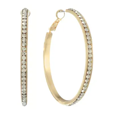 Monet Jewelry Gold Tone Crystal Hoop Earrings