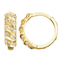 Croissant 1/4 CT. T.W. Mined White Diamond 10K Gold 14.5mm Hoop Earrings