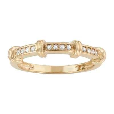 Womens 1/8 CT. T.W. Natural White Diamond 10K Gold Stackable Ring