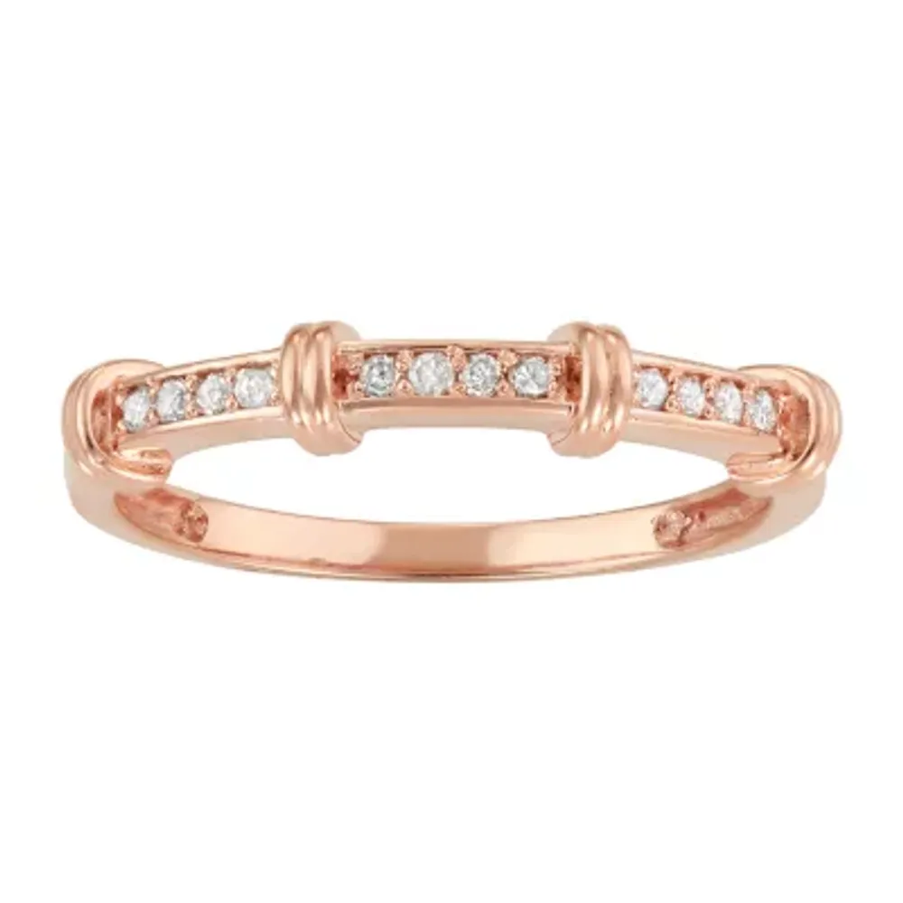 Womens 1/8 CT. T.W. Natural White Diamond 10K Rose Gold Stackable Ring