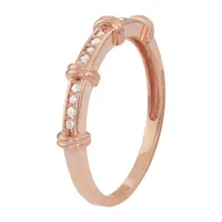 Womens 1/8 CT. T.W. Natural White Diamond 10K Rose Gold Stackable Ring