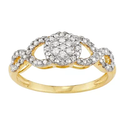 Womens 1/5 CT. Natural White Diamond 10K Gold Halo Cocktail Ring