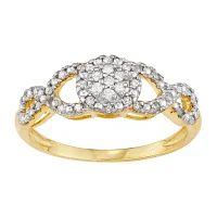 Womens 1/5 CT. Natural White Diamond 10K Gold Halo Cocktail Ring