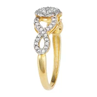 Womens 1/5 CT. Natural White Diamond 10K Gold Halo Cocktail Ring