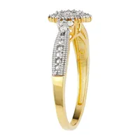 Womens 1/5 CT. T.W. Mined White Diamond 10K Gold Marquise Halo Cocktail Ring
