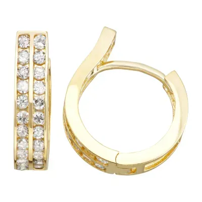 CT. T.W. Mined White Diamond 10K Gold 15mm Hoop Earrings