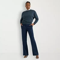 Lee Wrinkle Free Womens Mid Rise Bootcut Flat Front Pant