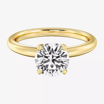 Deluxe Collection Womens 2 CT. Natural White Diamond 14K Gold Round Solitaire Engagement Ring