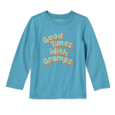 Okie Dokie Toddler & Little Boys Crew Neck Long Sleeve Graphic T-Shirt