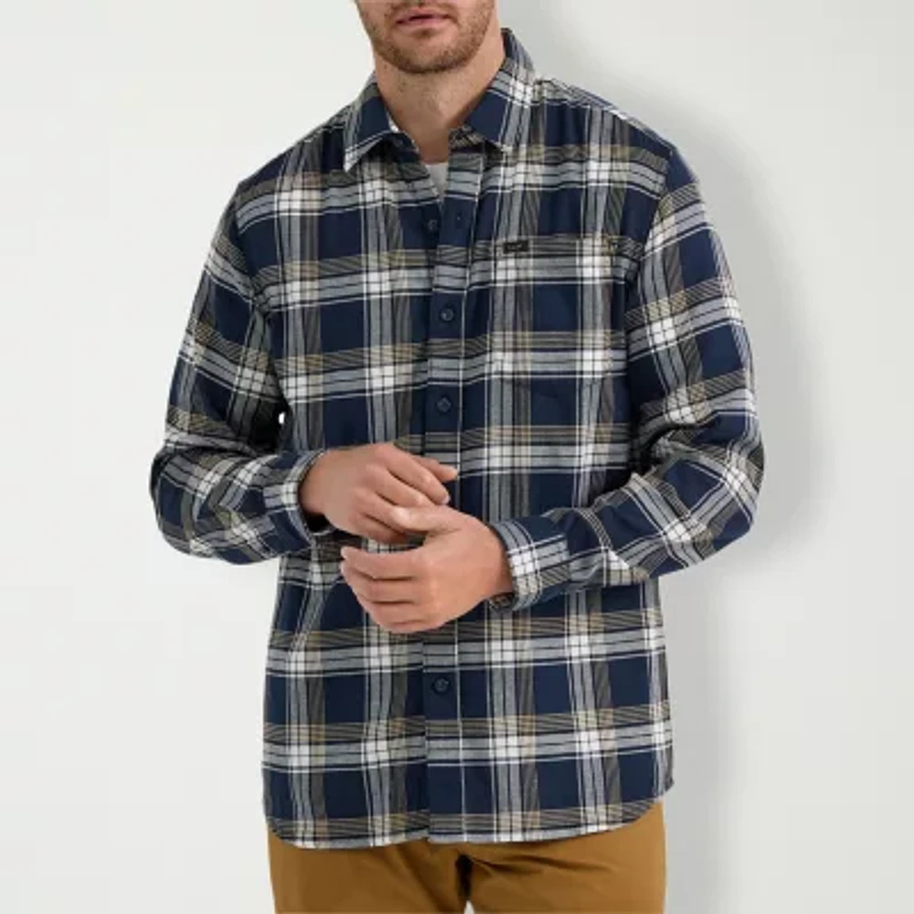 Lee Extreme Motion All Purpose Mens Regular Fit Long Sleeve Plaid Button-Down Shirt