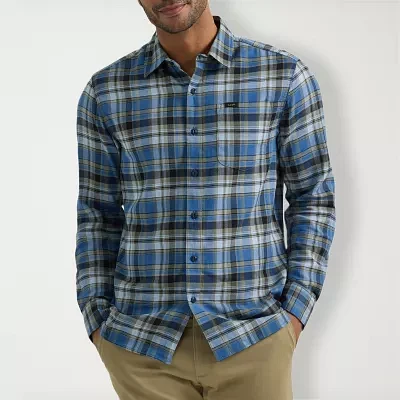 Lee Extreme Motion All Purpose Mens Regular Fit Long Sleeve Plaid Button-Down Shirt