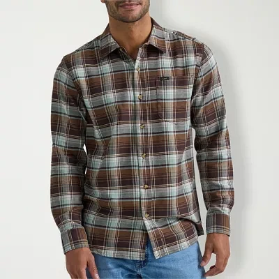 Lee Extreme Motion All Purpose Mens Regular Fit Long Sleeve Plaid Button-Down Shirt