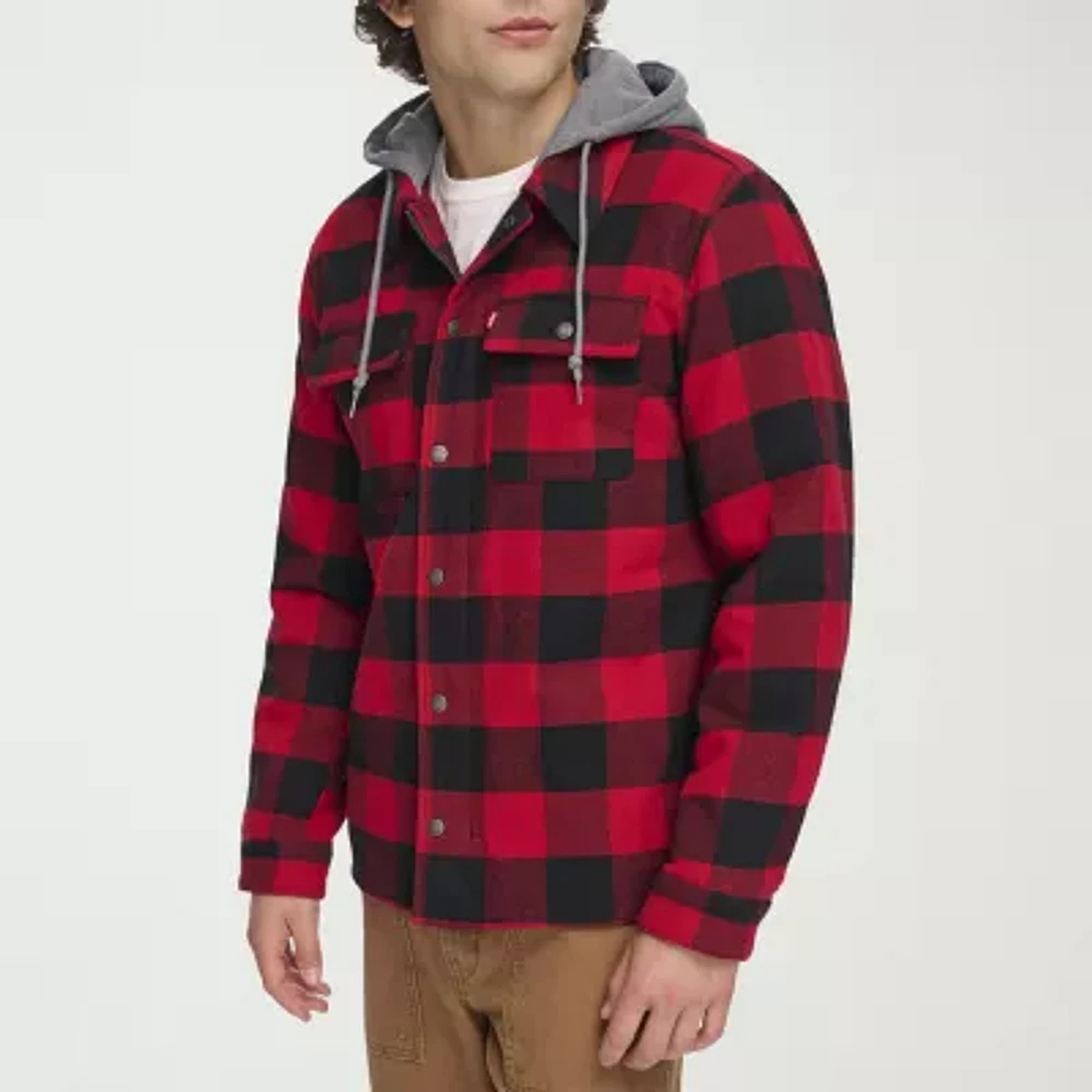 Levi's® Men's Sherpa Lined Hooded Plaid Shirt Jacket