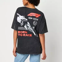 Juniors Formula 1 Racing Oversized Womens Crew Neck Short Sleeve Graphic T-Shirt