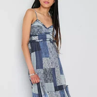 Arizona Womens Sleeveless Patchwork Maxi Dress Juniors