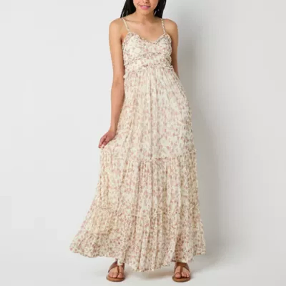 Arizona Womens Sleeveless Patchwork Maxi Dress Juniors