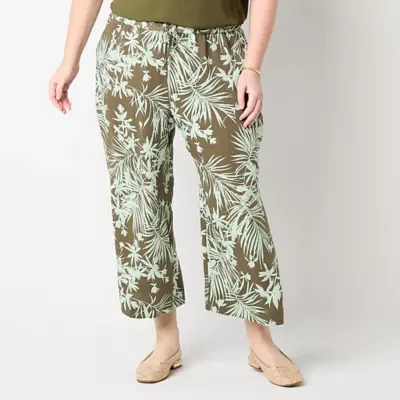 Liz Claiborne Plus Womens Mid Rise Stretch Fabric Classic Fit Cropped Pant