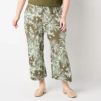 Liz Claiborne Plus Womens Mid Rise Stretch Fabric Classic Fit Cropped Pant