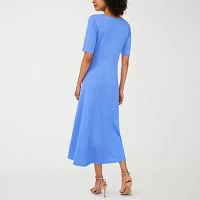 MSK Womens Short Sleeve Fit + Flare Dress Petite