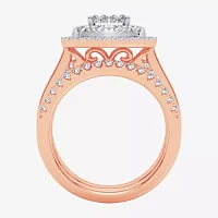 Limited Edition! Womens 1 CT.T.W. Natural Diamond 10K or 14K Gold Cushion Halo Bridal Set
