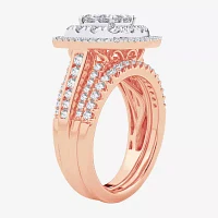 Limited Edition! Womens 1 CT.T.W. Natural Diamond 10K or 14K Gold Cushion Halo Bridal Set