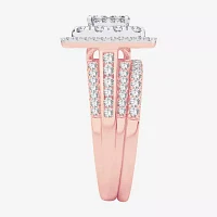 Limited Edition! Womens 1 CT.T.W. Natural Diamond 10K or 14K Gold Cushion Halo Bridal Set