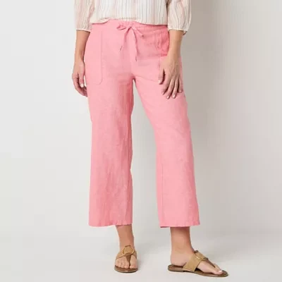 Liz Claiborne Womens Mid Rise Wide Leg Pull-On Pant