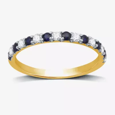 1/4 CT. T.W. Lab Grown Blue Sapphire Sterling Silver Wedding Band