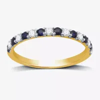 1/4 CT. T.W. Lab Grown Blue Sapphire Sterling Silver Wedding Band