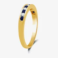 Modern Bride Gemstone 1/8 CT. T.W. Lab Created Blue Sapphire Gold Over Silver Wedding Band